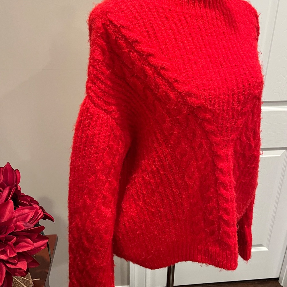 Universal Thread Red Fuzzy Knit Pullover Mockneck… - image 4